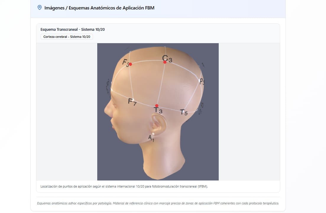 Interfaz de la app con esquemas anatómicos de aplicación